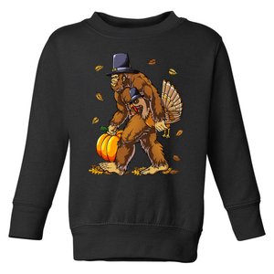 Bigfoot Pilgrim Turkey Pumpkin Thanksgiving Day Toddler Sweatshirt