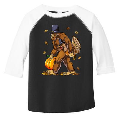 Bigfoot Pilgrim Turkey Pumpkin Thanksgiving Day Toddler Fine Jersey T-Shirt