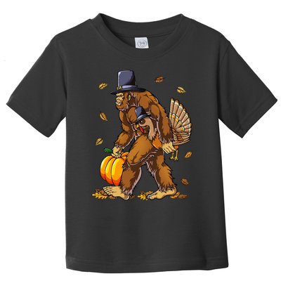 Bigfoot Pilgrim Turkey Pumpkin Thanksgiving Day Toddler T-Shirt