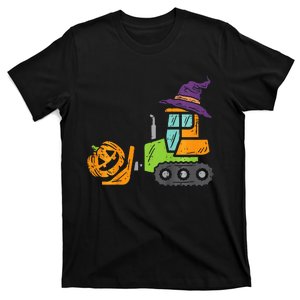 Bulldozer Pumpkin Truck Digging Halloween T-Shirt