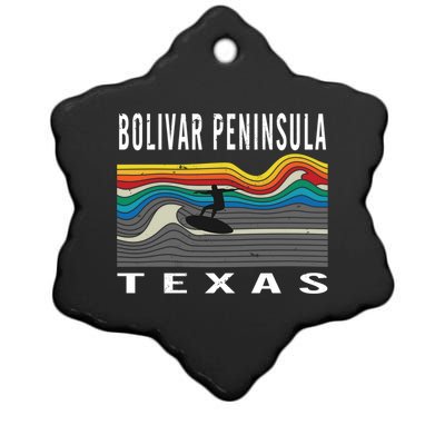 Bolivar Peninsula Texas Surfing Souvenir Ceramic Star Ornament