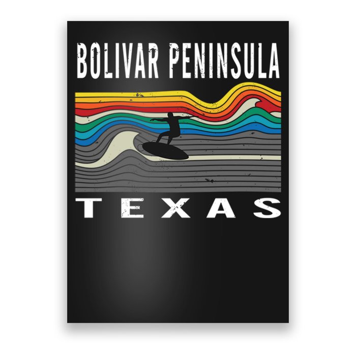 Bolivar Peninsula Texas Surfing Souvenir Poster