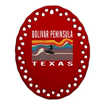 Bolivar Peninsula Texas Surfing Souvenir Ceramic Oval Ornament