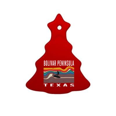 Bolivar Peninsula Texas Surfing Souvenir Ceramic Tree Ornament