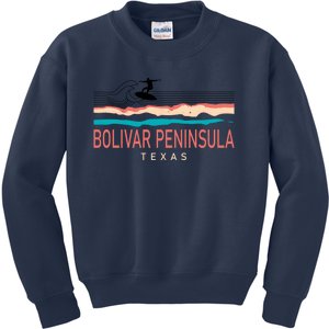 Bolivar Peninsula Texas Surfing Retro Kids Sweatshirt