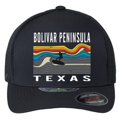 Bolivar Peninsula Texas Surfing Souvenir Gift Flexfit Unipanel Trucker Cap