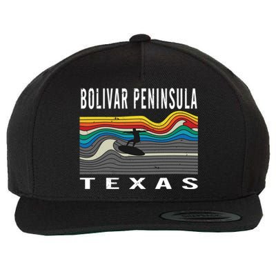 Bolivar Peninsula Texas Surfing Souvenir Gift Wool Snapback Cap