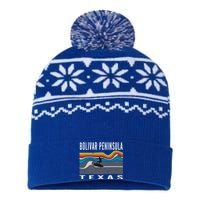 Bolivar Peninsula Texas Surfing Souvenir Gift USA-Made Snowflake Beanie