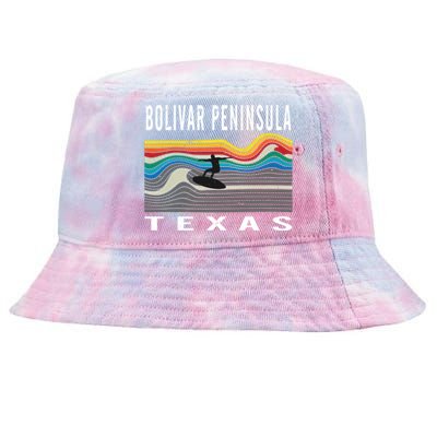 Bolivar Peninsula Texas Surfing Souvenir Gift Tie-Dyed Bucket Hat