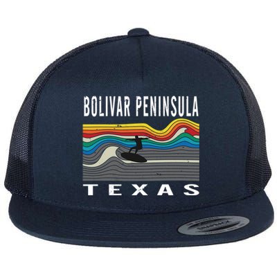 Bolivar Peninsula Texas Surfing Souvenir Gift Flat Bill Trucker Hat