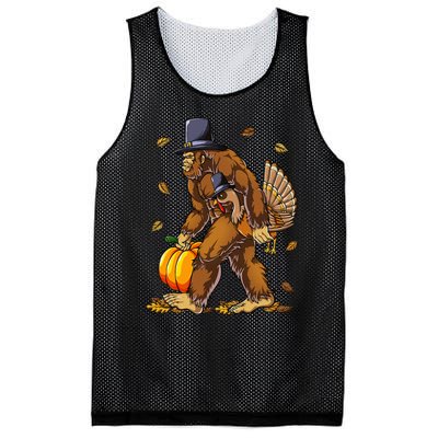 Bigfoot Pilgrim Turkey Pumpkin Thanksgiving Day Mesh Reversible Basketball Jersey Tank