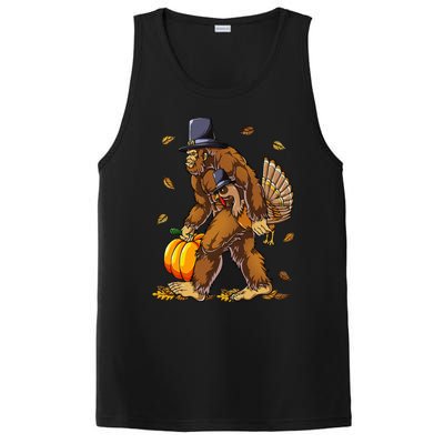 Bigfoot Pilgrim Turkey Pumpkin Thanksgiving Day PosiCharge Competitor Tank