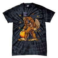 Bigfoot Pilgrim Turkey Pumpkin Thanksgiving Day Tie-Dye T-Shirt