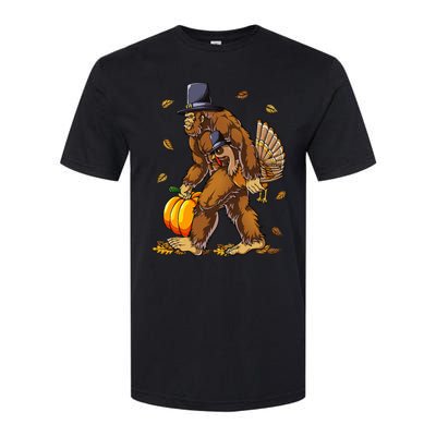 Bigfoot Pilgrim Turkey Pumpkin Thanksgiving Day Softstyle CVC T-Shirt