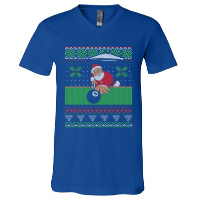 Billiards Pool Ugly Christmas Sweater Style Cute Gift V-Neck T-Shirt