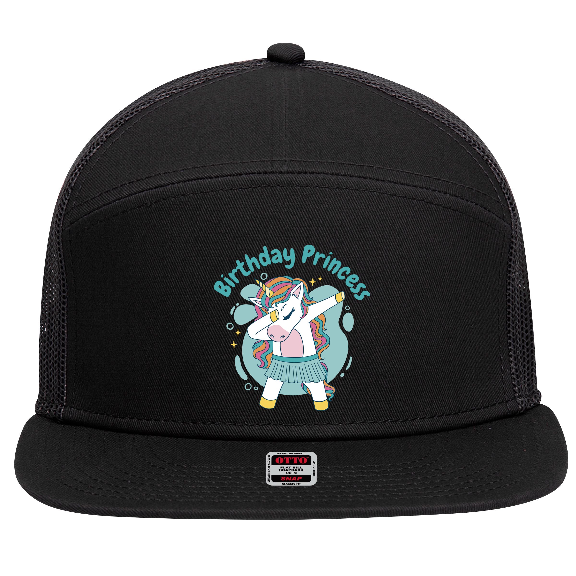Birthday Princess Unicorn Cute Gift 7 Panel Mesh Trucker Snapback Hat