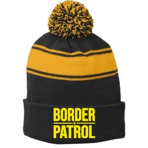 Border Patrol Uniform Halloween Costume Stripe Pom Pom Beanie