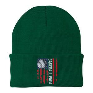 Baseball Papa Usa Flag Coach Knit Cap Winter Beanie