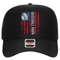 Baseball Papa Usa Flag Coach High Crown Mesh Back Trucker Hat