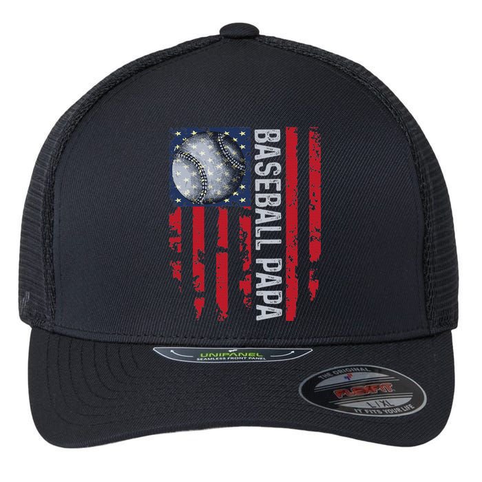 Baseball Papa Usa Flag Coach Flexfit Unipanel Trucker Cap