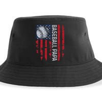 Baseball Papa Usa Flag Coach Sustainable Bucket Hat