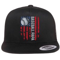 Baseball Papa Usa Flag Coach Flat Bill Trucker Hat