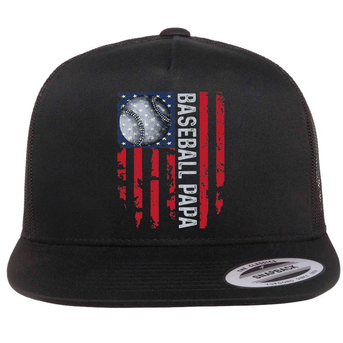 Baseball Papa Usa Flag Coach Flat Bill Trucker Hat