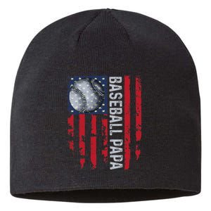 Baseball Papa Usa Flag Coach Sustainable Beanie