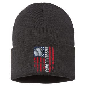 Baseball Papa Usa Flag Coach Sustainable Knit Beanie