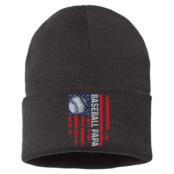 Baseball Papa Usa Flag Coach Sustainable Knit Beanie