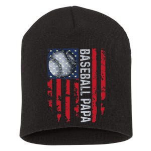 Baseball Papa Usa Flag Coach Short Acrylic Beanie