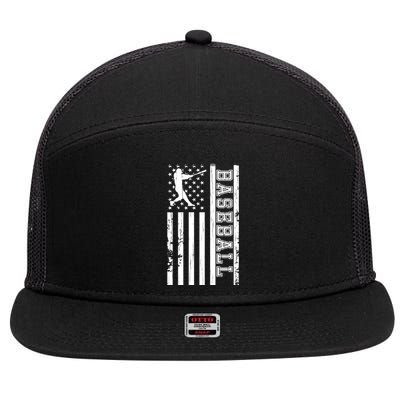 Baseball Pitcher USA Flag 7 Panel Mesh Trucker Snapback Hat