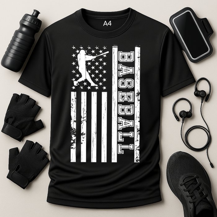 Baseball Pitcher USA Flag Cooling Performance Crew T-Shirt