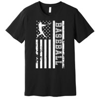 Baseball Pitcher USA Flag Premium T-Shirt