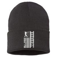 Baseball Pitcher USA Flag Sustainable Knit Beanie