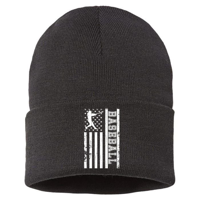 Baseball Pitcher USA Flag Sustainable Knit Beanie