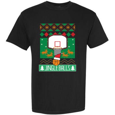 Basketball Player Ugly Christmas Sweater Jingle Balls Fan Garment-Dyed Heavyweight T-Shirt