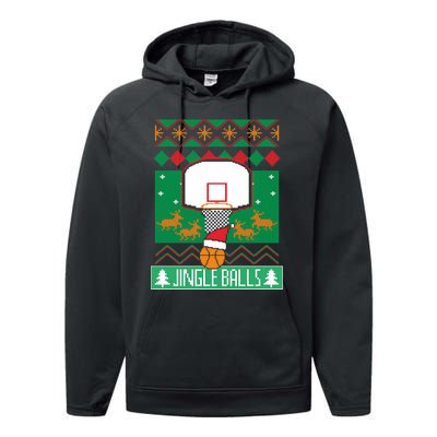 Basketball Player Ugly Christmas Sweater Jingle Balls Fan Performance Fleece Hoodie