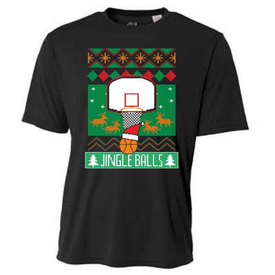 Basketball Player Ugly Christmas Sweater Jingle Balls Fan Cooling Performance Crew T-Shirt