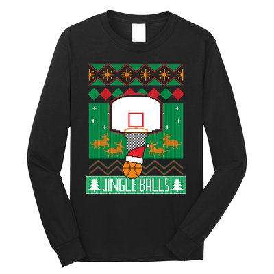 Basketball Player Ugly Christmas Sweater Jingle Balls Fan Long Sleeve Shirt