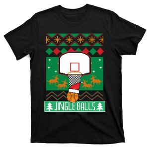 Basketball Player Ugly Christmas Sweater Jingle Balls Fan T-Shirt