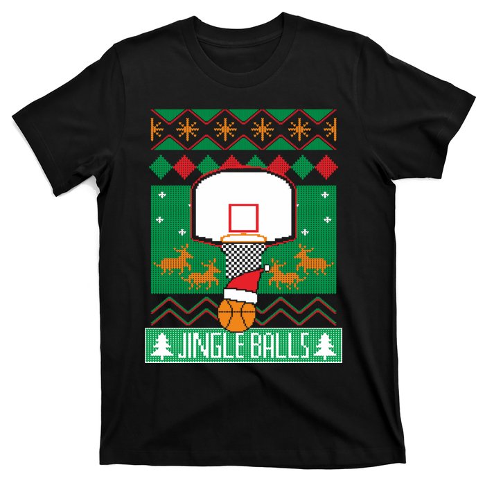 Basketball Player Ugly Christmas Sweater Jingle Balls Fan T-Shirt