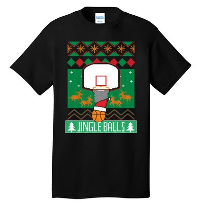 Basketball Player Ugly Christmas Sweater Jingle Balls Fan Tall T-Shirt