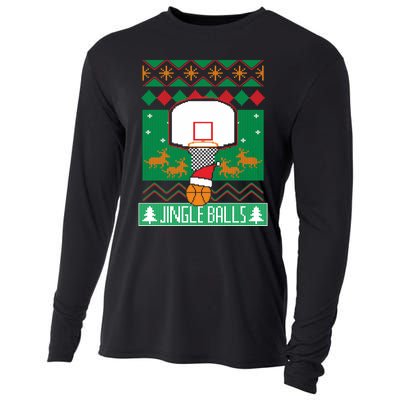 Basketball Player Ugly Christmas Sweater Jingle Balls Fan Cooling Performance Long Sleeve Crew