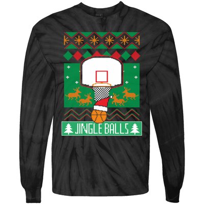 Basketball Player Ugly Christmas Sweater Jingle Balls Fan Tie-Dye Long Sleeve Shirt