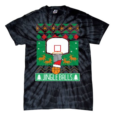 Basketball Player Ugly Christmas Sweater Jingle Balls Fan Tie-Dye T-Shirt