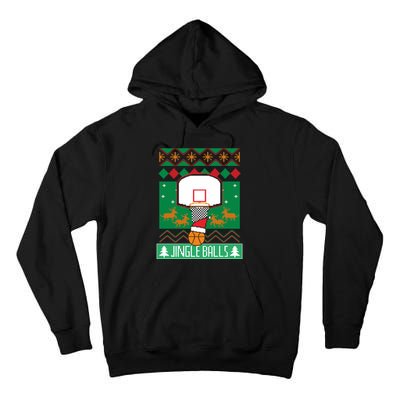 Basketball Player Ugly Christmas Sweater Jingle Balls Fan Tall Hoodie