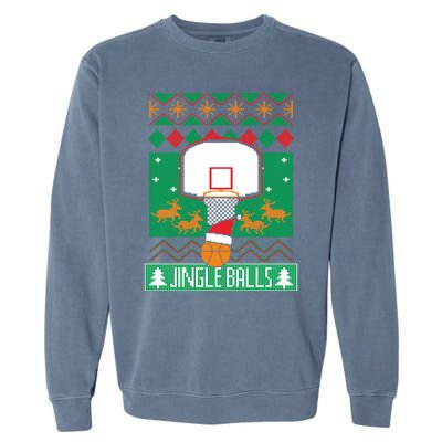 Basketball Player Ugly Christmas Sweater Jingle Balls Fan Garment-Dyed Sweatshirt