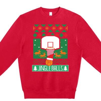 Basketball Player Ugly Christmas Sweater Jingle Balls Fan Premium Crewneck Sweatshirt