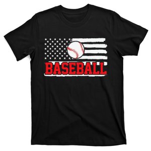 Baseball Player USA American Flag 4th Of July T-Shirt